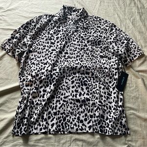 Strata Size XL Short Sleeve Blouse Rayon Animal Print Button Length 30” #809
